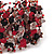 Wide Black/Red/Transparent Semiprecious & Glass Bead Braided Bracelet -17cm Length - view 4
