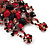 Wide Black/Red/Transparent Semiprecious & Glass Bead Braided Bracelet -17cm Length - view 5