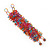 Wide Pink/Orange/Light Blue Semiprecious & Glass Bead Braided Bracelet -17cm Length - view 2