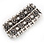 Wide Rose Crystal Flex Bracelet In Antique Silver Metal - Up to 19cm Length - view 6