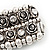 Wide Rose Crystal Flex Bracelet In Antique Silver Metal - Up to 19cm Length - view 5