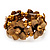 Antique Gold Flower Diamante Flex Bracelet - Up to 19cm length - view 3