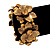 Antique Gold Flower Diamante Flex Bracelet - Up to 19cm length - view 2