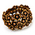 Wide Antique Gold Flower Diamante Flex Bracelet - Up to 19cm length - view 6