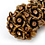 Wide Antique Gold Flower Diamante Flex Bracelet - Up to 19cm length - view 3
