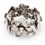 Antique Silver Flower Diamante Flex Bracelet - Up to 19cm length - view 3
