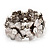 Antique Silver Flower Diamante Flex Bracelet - Up to 19cm length - view 4