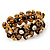 Antique Gold Floral Diamante Flex Bracelet - Up to 19cm length - view 3