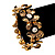 Antique Gold Floral Diamante Flex Bracelet - Up to 19cm length - view 2