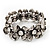 Antique Silver Floral Diamante Flex Bracelet - Up to 19cm length - view 3