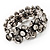 Antique Silver Floral Diamante Flex Bracelet - Up to 19cm length - view 4