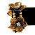 4 Large Diamante Flower Flex Bracelet In Antique Gold - up to 18cm Length - view 3