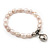 Pale Pink Freshwater Pearl Silver Metal 'Heart' Flex Bracelet (Up To 19cm Length) - view 3