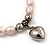 Pale Pink Freshwater Pearl Silver Metal 'Heart' Flex Bracelet (Up To 19cm Length) - view 5