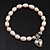 Pale Pink Freshwater Pearl Silver Metal 'Heart' Flex Bracelet (Up To 19cm Length) - view 2