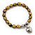 Brass Coloured Freshwater Pearl Silver Metal 'Heart' Flex Bracelet (Up To 19cm Length) - view 1