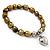 Brass Coloured Freshwater Pearl Silver Metal 'Heart' Flex Bracelet (Up To 19cm Length) - view 4