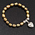 Brass Coloured Freshwater Pearl Silver Metal 'Heart' Flex Bracelet (Up To 19cm Length) - view 2
