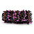 Wide Glass Bead Flex Bracelet (Black, Pink, Brown & Peacock) - up to 18cm Length - view 5
