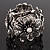 4 Large Diamante Flower Flex Bracelet In Antique Silver Metal - up to 18cm Length - view 5