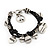 Silver Tone Metal Charm Black Leather Bracelet With Toggle Clasp - up to 18cm Length - view 8