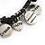 Silver Tone Metal Charm Black Leather Bracelet With Toggle Clasp - up to 18cm Length - view 7