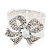 Diamante 'Bow' Flex Bracelet In Rhodium Plated Metal - up to 19cm Length - view 2
