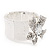 Diamante 'Bow' Flex Bracelet In Rhodium Plated Metal - up to 19cm Length - view 8