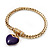 Gold Plated Magnetic Purple Enamel Heart Charm Bracelet - up to 18cm Length - view 6
