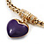 Gold Plated Magnetic Purple Enamel Heart Charm Bracelet - up to 18cm Length - view 2