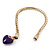 Gold Plated Magnetic Purple Enamel Heart Charm Bracelet - up to 18cm Length - view 3