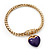 Gold Plated Magnetic Purple Enamel Heart Charm Bracelet - up to 18cm Length - view 4