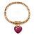 Gold Plated Magnetic Pink Enamel Heart Charm Bracelet - up to 18cm Length - view 2