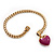 Gold Plated Magnetic Pink Enamel Heart Charm Bracelet - up to 18cm Length - view 4