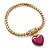 Gold Plated Magnetic Pink Enamel Heart Charm Bracelet - up to 18cm Length - view 8