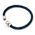 Navy Blue Leather Magnetic Bracelet -up to 20cm Length - view 4