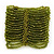 Wide Olive Green Glass Bead Flex Bracelet - up to 19cm wrist - view 2