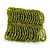 Wide Olive Green Glass Bead Flex Bracelet - up to 19cm wrist - view 5