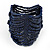 Wide Dark Blue Glass Bead Flex Bracelet - up to 19cm wrist - view 3