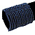 Wide Dark Blue Glass Bead Flex Bracelet - up to 19cm wrist - view 2