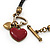 Black Leather Red Enamel Heart Charm Bracelet With T- Bar Closure - up to 19cm wrist - view 4