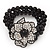 Stunning 3 Strand Black Bead Crystal Flower Stretch Bracelet - Up to 18cm Length - view 2