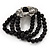 Stunning 3 Strand Black Bead Crystal Flower Stretch Bracelet - Up to 18cm Length - view 3