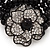 Stunning 3 Strand Black Bead Crystal Flower Stretch Bracelet - Up to 18cm Length - view 4