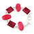 Pink/Peach Enamel Geometric Bracelet With T-Bar Closure In Rhodium Plated Metal - up to 18cm wrist - view 7