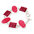 Pink/Peach Enamel Geometric Bracelet With T-Bar Closure In Rhodium Plated Metal - up to 18cm wrist - view 8
