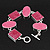 Pink/Peach Enamel Geometric Bracelet With T-Bar Closure In Rhodium Plated Metal - up to 18cm wrist - view 9