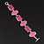 Pink/Peach Enamel Geometric Bracelet With T-Bar Closure In Rhodium Plated Metal - up to 18cm wrist - view 2