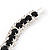 Black/Clear Swarovski Crystal Curved Bracelet In Rhodium Plated Metal - 17cm Length - view 5
