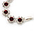 Burgundy Red/Clear Swarovski Crystal Floral Bracelet In Rhodium Plated Metal - 17cm Length - view 4